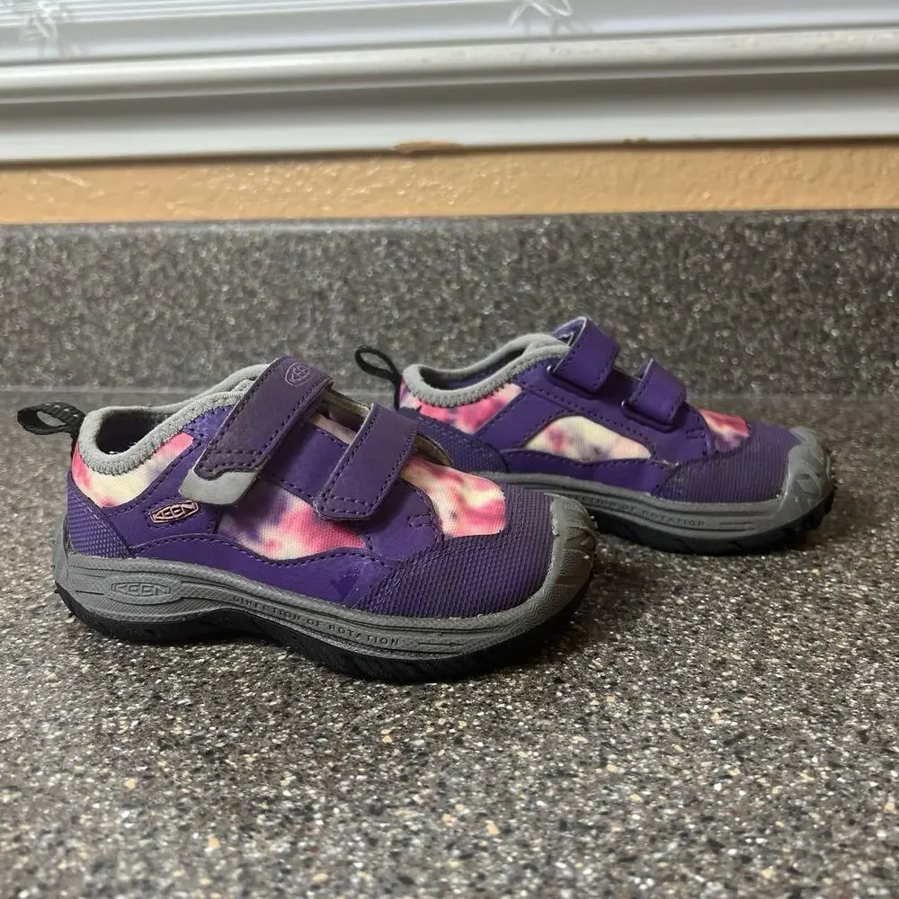 Keen Little Kids Girls Toddler Size 7 Purple/Pink Outdoor Sneakers Snap On Shoes